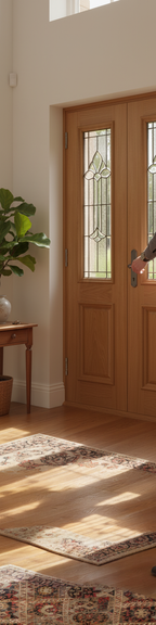 Premium Decorative Triple Glazed External Sidelight with Oak Construction and Leaded Pattern for Enhanced Privacy and Light Flow