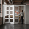 Premium White Obscure Glazed Room Divider with Top Hung Mechanism for Seamless Space Transition