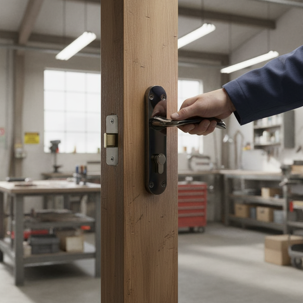 Premium Bathroom Door Handle Set with Black Nickel Lever and Privacy Lock on Backplate for Elegant Security