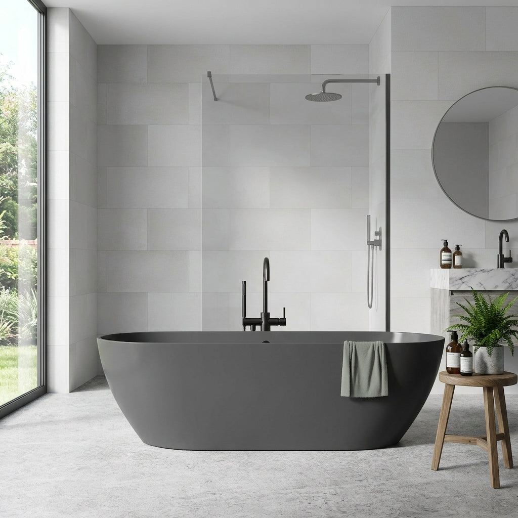 SPC Wall Panelling 4mm Light Grey Concrete Waterproof UV Coated 2.42m²