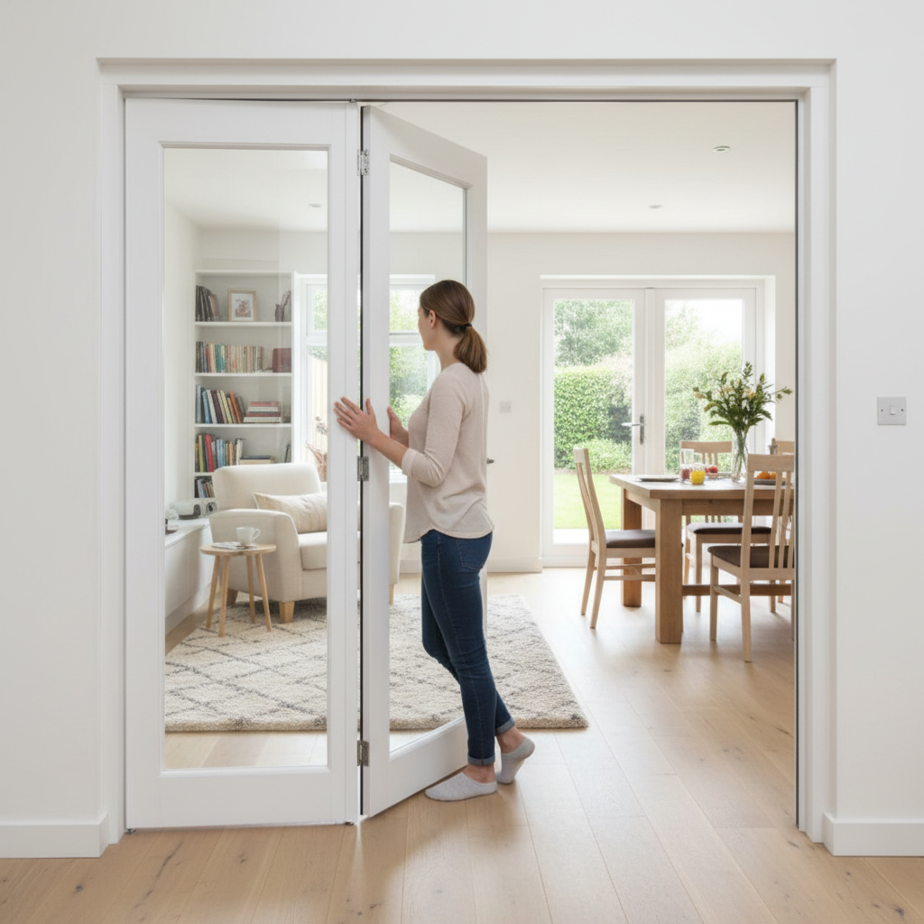 Premium 8ft Internal White Folding Bifold Doors with Engineered Core for Modern Living Spaces
