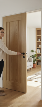 Premium 3 Panel Oak Fire Door - Unfinished, Solid Core, 30 Minutes Fire Rated - High-Quality Professional Grade for Industrial and Commercial Appli...