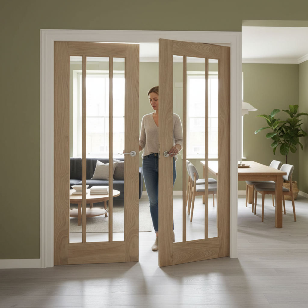 Premium Oak Room Divider with Matching Frame - External Dimensions 80" x 49" for Enhanced Privacy and Aesthetic Appeal