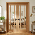 Internal Oak French Door Unfinished 3 Light Glazed Toledo Design