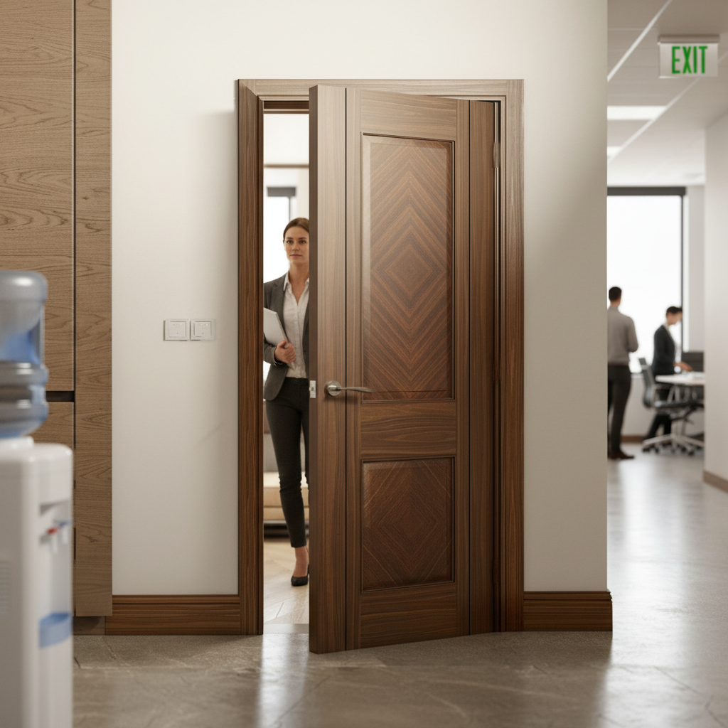 Premium Fully Finished Internal Walnut Fire Door with 30-Minute Certification and Diamond Pattern Veneers
