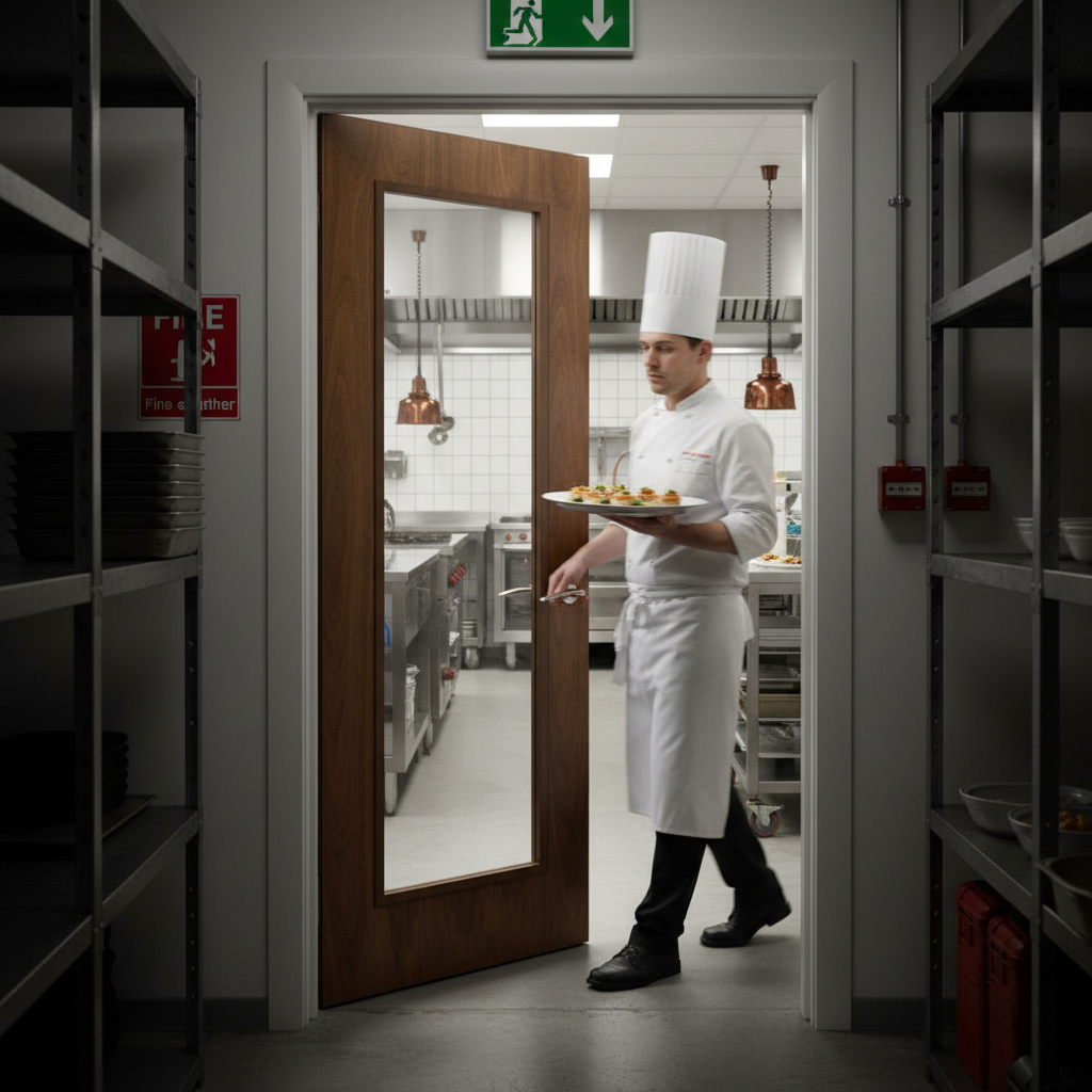 Custom Made Premium Clear Glazed Walnut Fire Door - Bespoke FD30 & FD60 Fire Rated Options Available