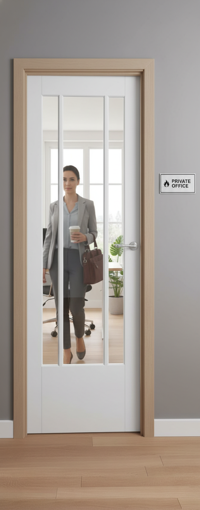 Premium Clear Glazed Fire Door with Engineered Construction and Custom Colour Finishing