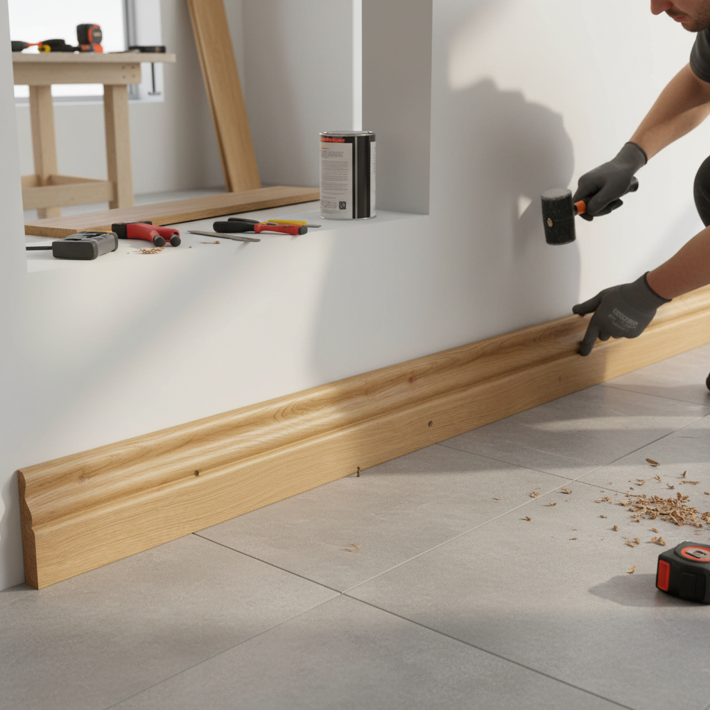 Premium Fully Finished 2.4m Ogee Skirting Board - Stylish Oak Design for Elegant Interiors