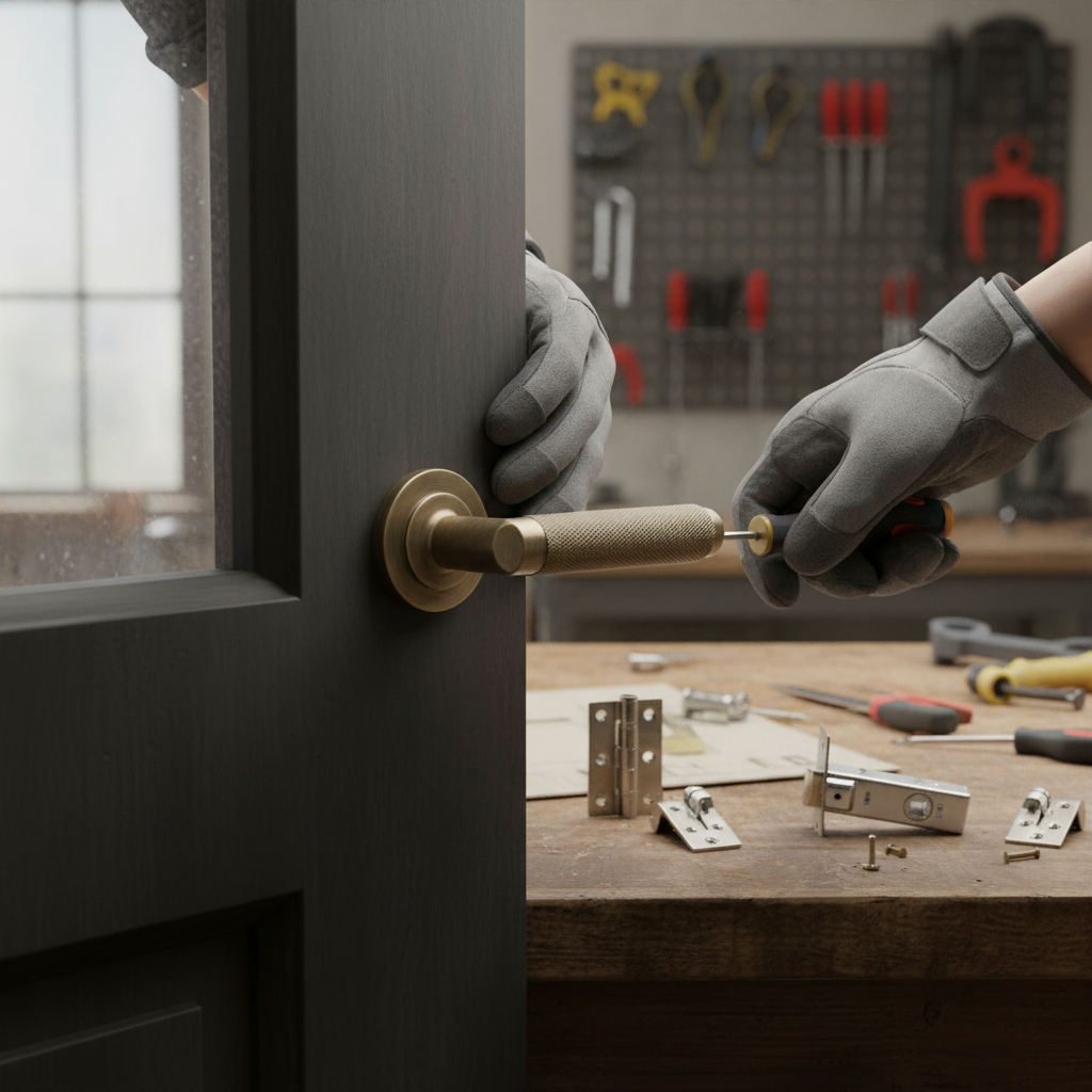 Premium Matt Antique Brass Door Handle Pack with Lever Latch, Bathroom and Mortice Lock Options, Includes Hinges and Latch