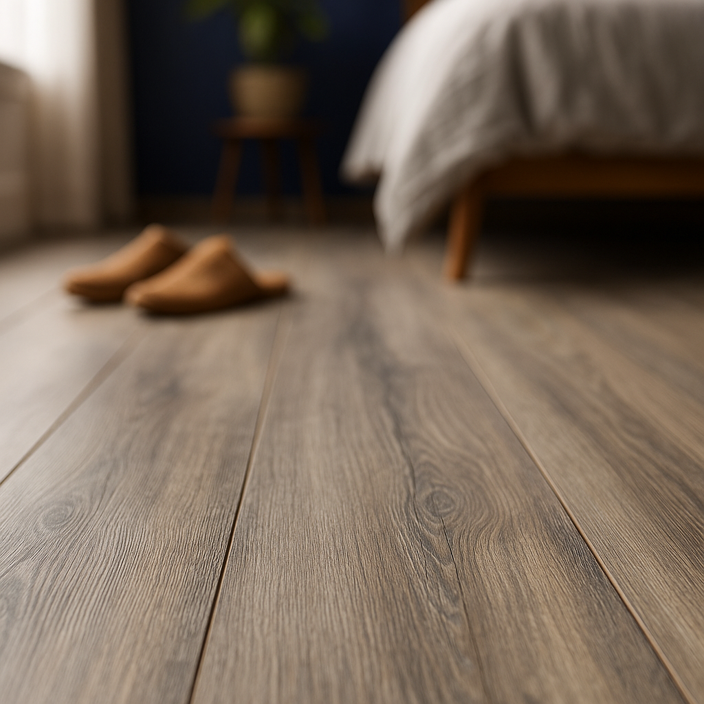 12mm Waterproof Laminate Flooring in Harbour Grey Oak Finish - detail view