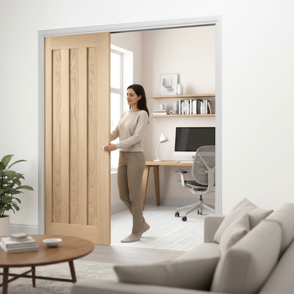 Premium Telescopic Pocket Door System with Wooden Jamb Kit, Adjustable Doorstops and 15-Year Guarantee