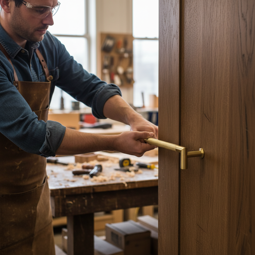 Premium Satin Brass Mitred Knurled Pull Handle 320mm - Stylish and Durable Design for Modern Interiors