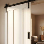 Internal White Sliding Door - Primed Ashton 3 Panel with Black Face Mount - detail view