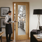 Premium Clear Glazed Fire Door with Toughened Safety Glass and Elegant Oak Finish