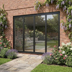External Folding Patio Door in Matt Black Aluminium with 3+1 Clear Glass