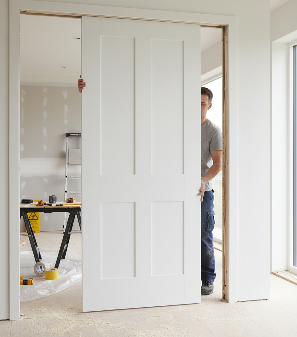 Premium 4 Panel White Internal Door with Engineered Construction and Solid Core for Strength and Stability