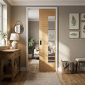 Internal Oak Pocket Door Set with Fully Finished Clear Glass Glazing
