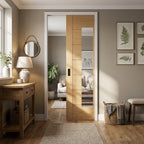 Internal Oak Pocket Door Set with Fully Finished Clear Glass Glazing