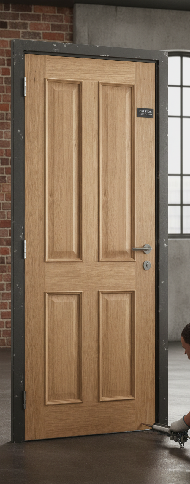 Premium Internal FD30 Regency Oak Unfinished Fire Door with 4 Panels and Decorative Mouldings