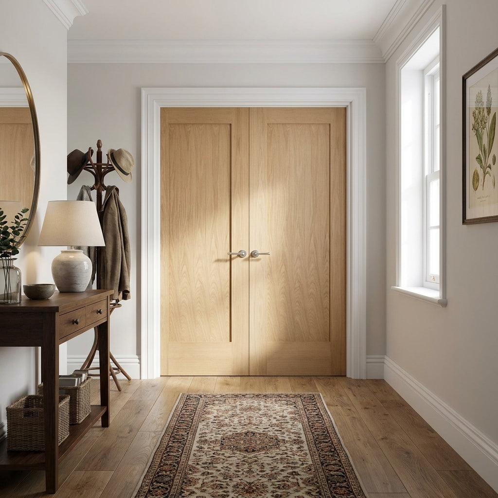 Internal Unfinished Oak Pattern 10 1 Panel Door Pair