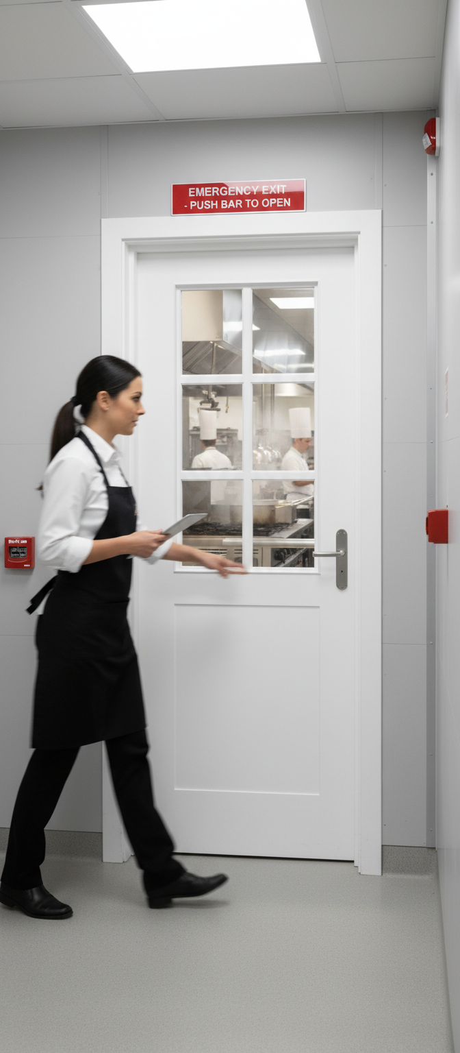 Premium Custom Made White 6 Light Fire Door with 30-Minute Fire Rating and Clear Fire Glass