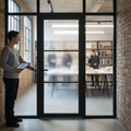 Premium Internal Fully Finished 3 Light Obscure Glass Industrial Studio Door for Modern Interiors