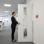 Premium White Unglazed Fire Door with Clear Tempered Glass and Vertical Panels - High-Quality Professional Grade for Industrial and Commercial Appl...