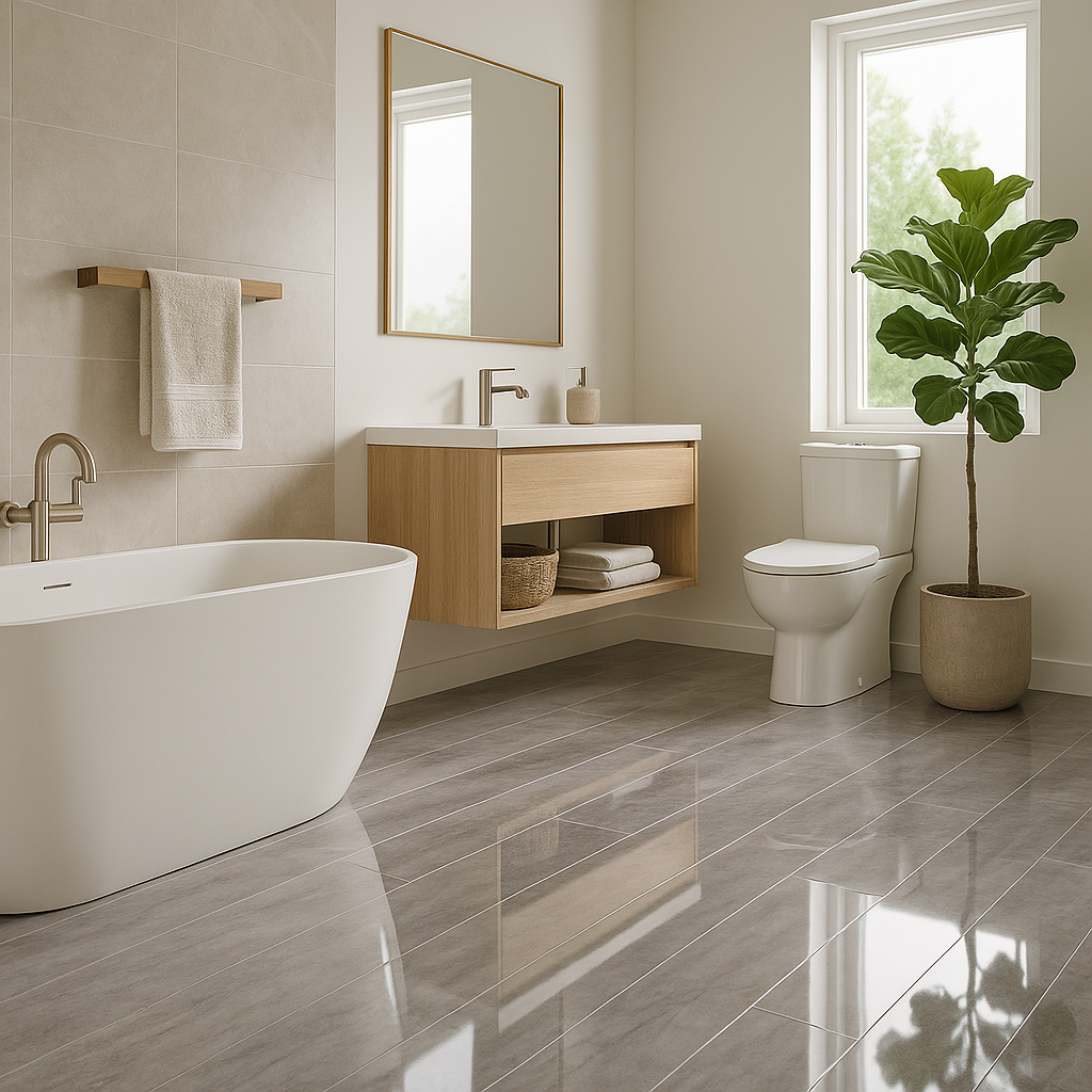 Oak High Gloss Laminate Flooring 8mm Thick Water-Resistant 4V Bevel Edge