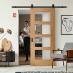 Premium Internal Unfinished Shaker 4 Light Clear Glass Sliding Door with Vintage Aesthetic and Customisation Options - Image 2