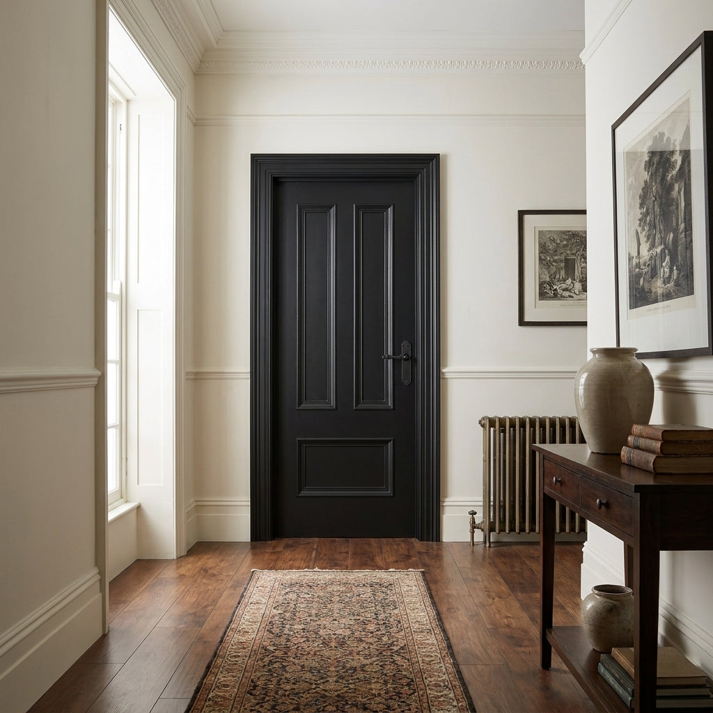 Internal Black Door Fully Finished, 3 Panel Design, Jet Black