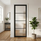 Internal Jet Black Door with Fully Finished 4 Light Obscure Glass Design