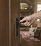 Premium Narrow Plate Straight Lever in Black Antique Finish with Keyhole for Authentic Design
