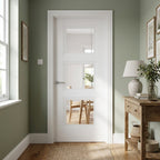 Made-to-Measure White Internal Door with Primed Finish and 3 Light Clear Glass