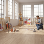 Premium 8mm Embossed Laminate Flooring in Khaki Oak - Water-Resistant and Durable for High-Performance Environments