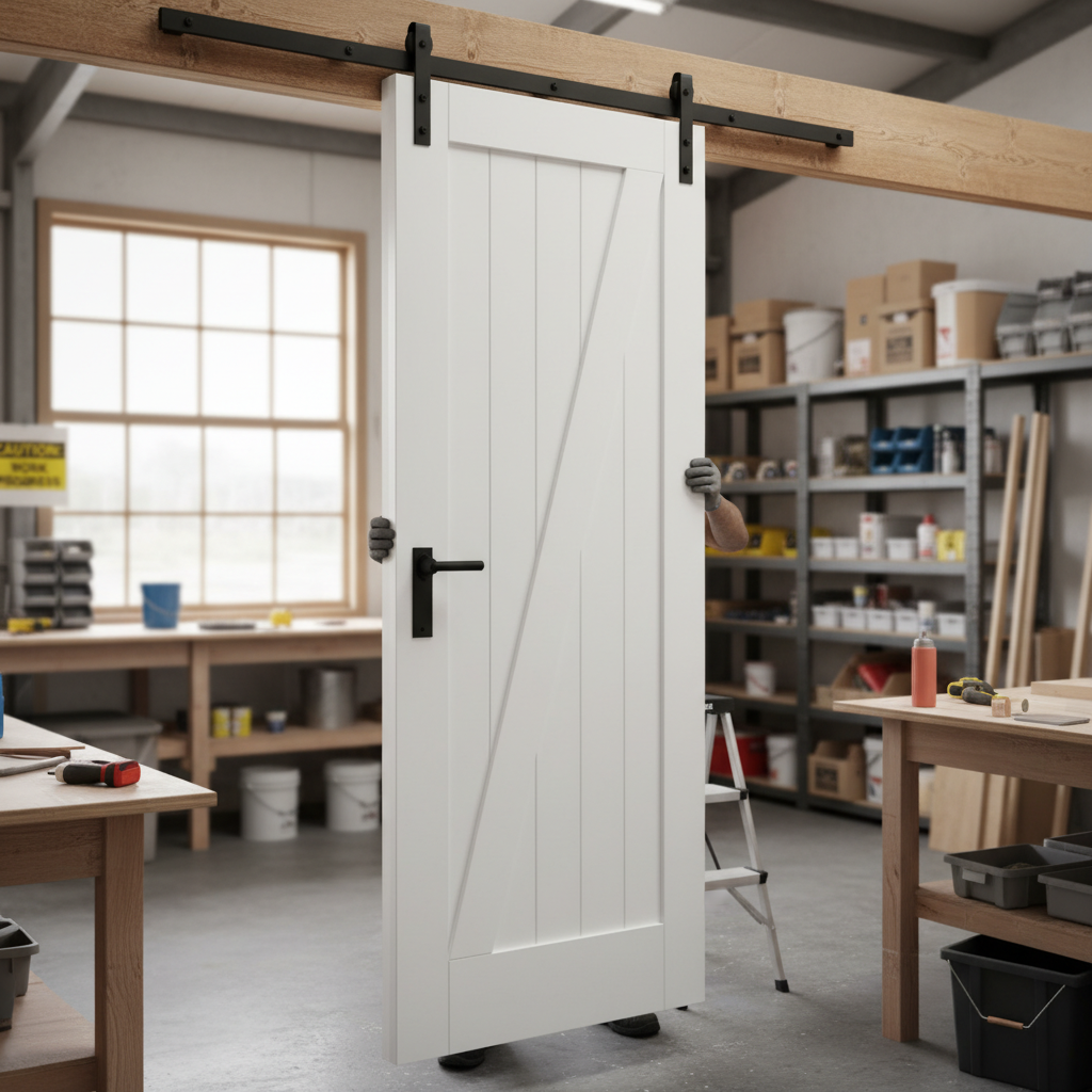 Premium Barn Style White Internal Door - Elegant Design for Luxurious Home Interiors