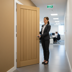 Premium Oak Suffolk Fire Door - Prefinished with Deep U-Groove Design and Real Oak Inlays for Enhanced Strength and Aesthetic Appeal