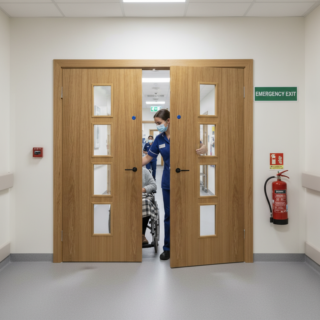 Premium Custom Made Clear Glazed Oak FD30 Fire Door Pair - Bespoke Internal Design with Versatile Sizing Options