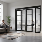 Premium Industrial Style Folding Doors with Reeded Glass - Versatile 5 Door Room Divider Available in Various Sizes