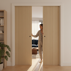 Premium Oak Double Pocket Door Set with Steel Frame, Fully Finished, 35mm Thickness, Adjustable Protrusion, and 15-Year Guarantee