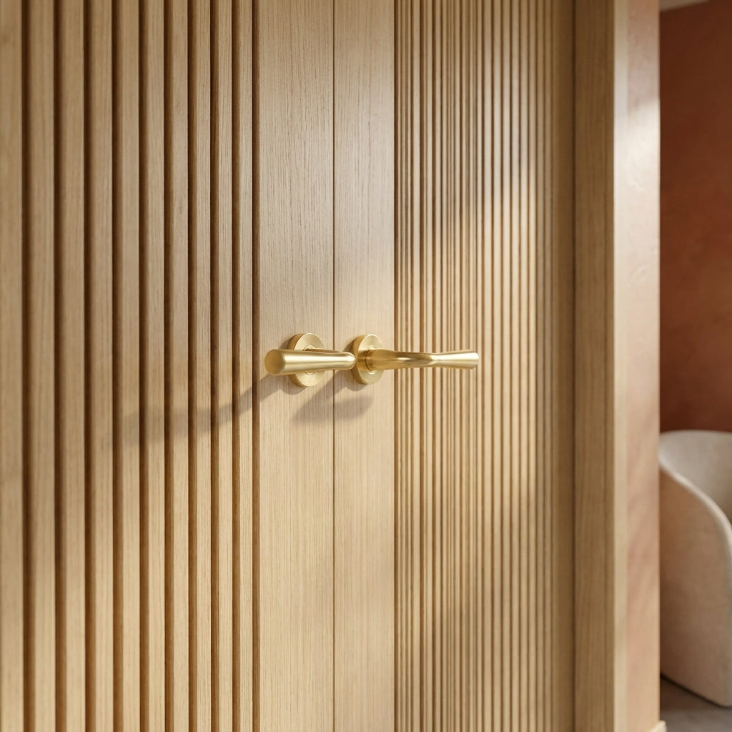 Internal Double Door, Fully Finished Miami, Solid Engineered Oak - detail view
