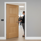 Premium 3 Panel Oak Fire Door with Engineered Construction, FD30 Certification, and Detailed Bolection Mouldings for Enhanced Safety