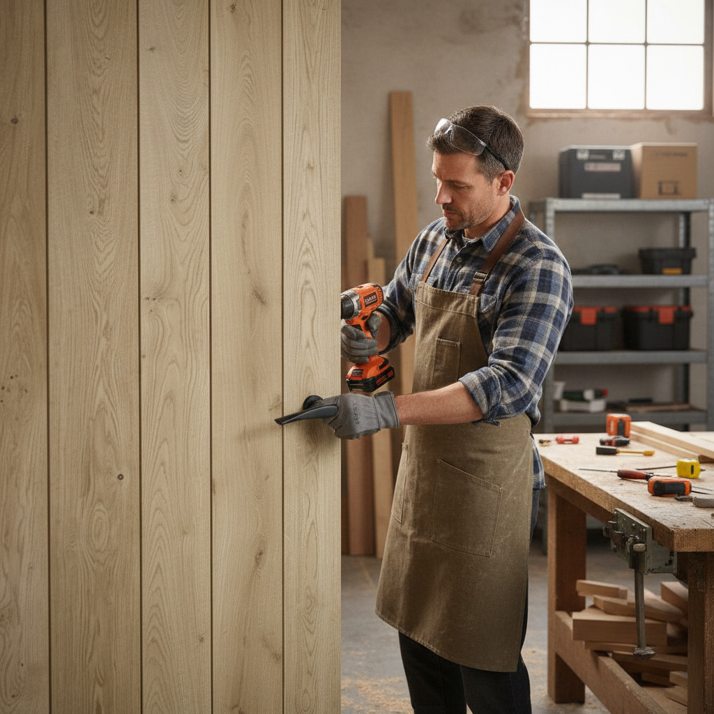 Premium Solid Oak Ledged Internal Door with Rustic Style and Natural Knotty Appearance for Timeless Interior Design