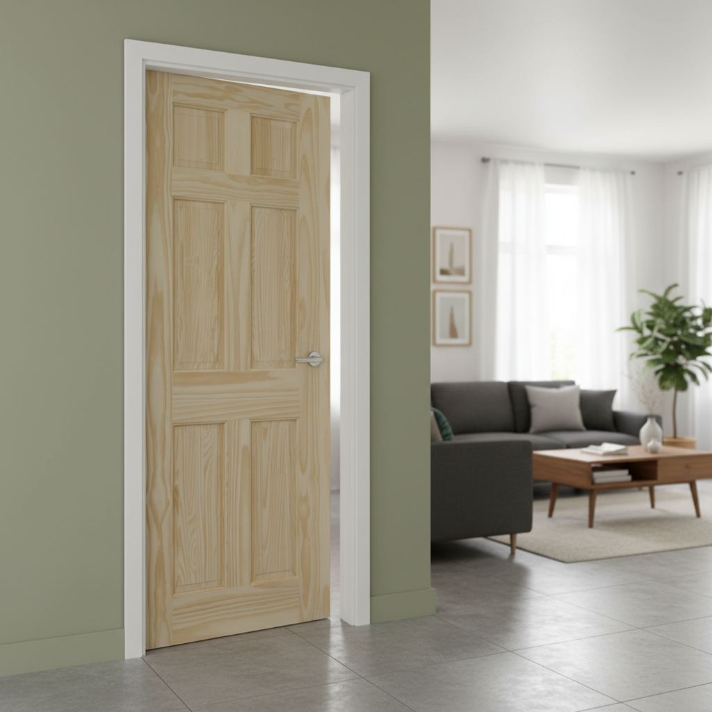 Premium Clear Pine Colonial Internal Door with Traditional 6 Panel Design for Custom Finishes