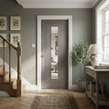 Light Grey Internal Door with Clear Glass, Fully Finished Laminate Stockholm