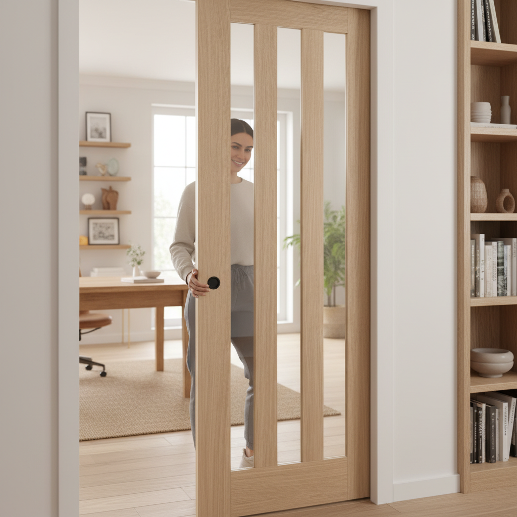 Premium Clear Glazed Pocket Door Set with Galvanised Steel Frame for Space Saving Solutions