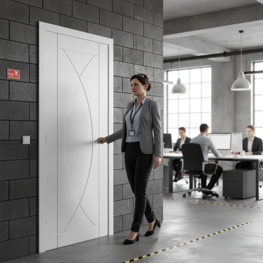 Premium White Fire Door with Curved Design - Engineered Construction, FD30 Rated, Custom Sizes Available