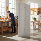 Premium Contemporary Flush Internal Bi-Fold Door - Pre-Finished White with 5 Ladder Style Panels and Full Fitting Accessories