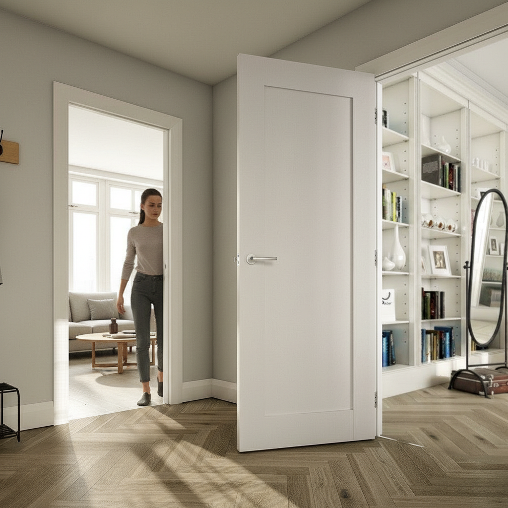 Premium Contemporary White Internal Door with Solid Core and Custom Size Options