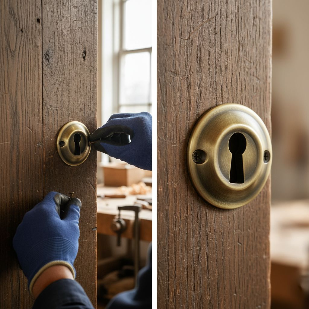 Premium Solid Brass Open Key Hole Escutcheon in Antique Brass Finish for Timeless Elegance and Durability