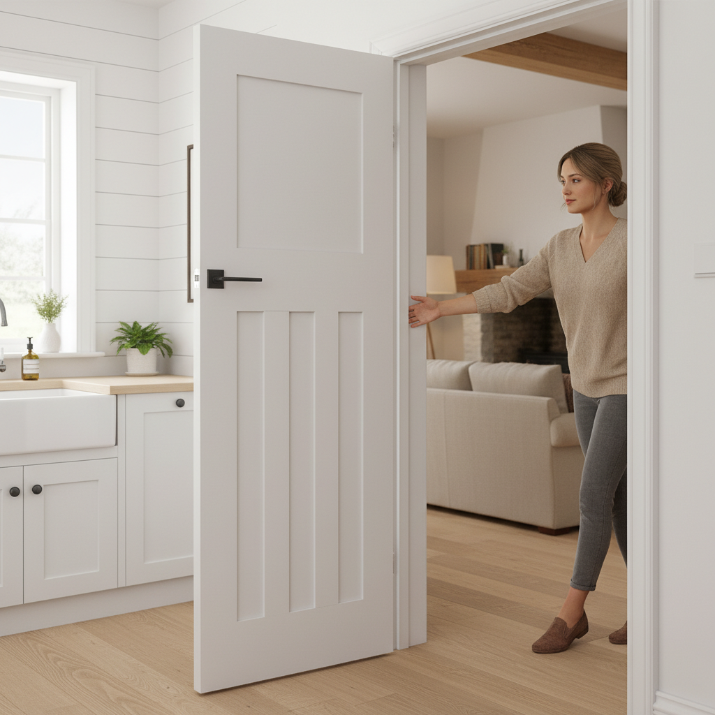 Professional White Interior Fire Door - Solid Core, Shaker Panel Design with 10-Year Warranty and Custom Sizes Available